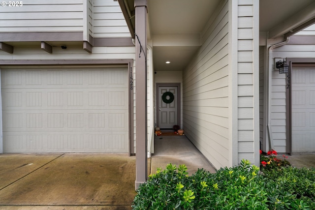 property entrance featuring a garage