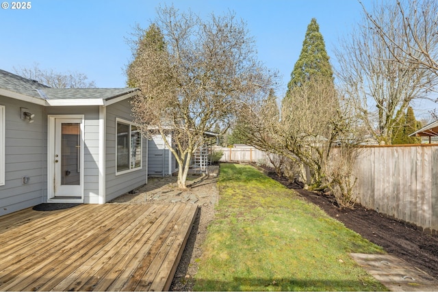 view of yard featuring a deck