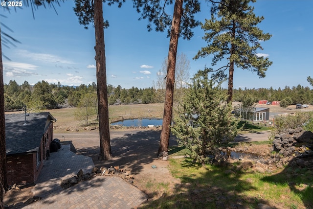 view of yard with a water view