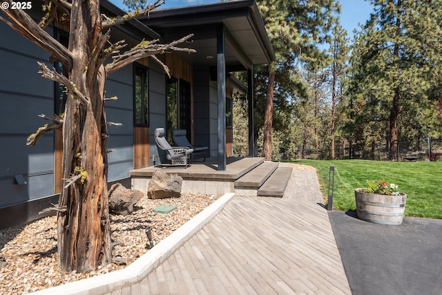 deck with covered porch
