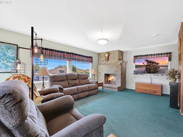 450 Pleasant Ave, Astoria, OR 97103 - living area featuring carpet floors and a fireplace