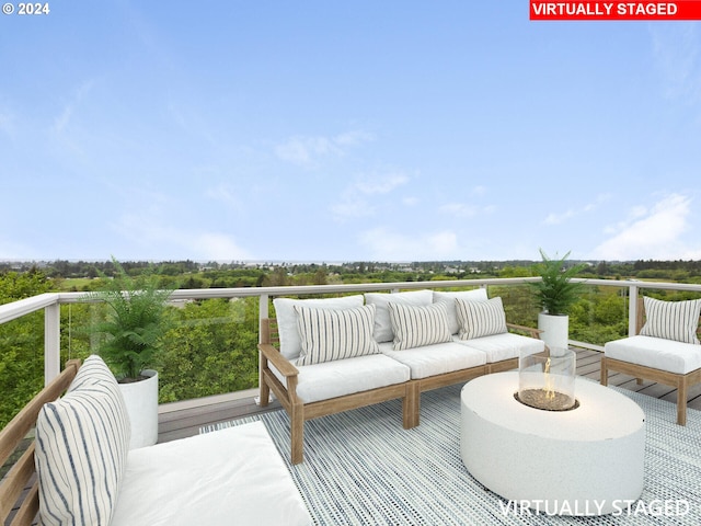 1790 Thompson Falls Dr, Seaside, OR 97138 - wooden deck with an outdoor living space