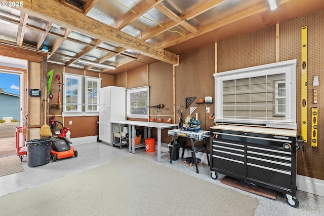 2385 S Downing St, Seaside, OR 97138 - garage with a workshop area and baseboards