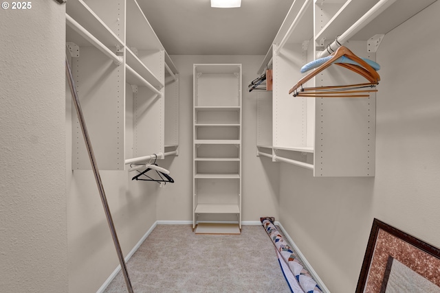 walk in closet with carpet
