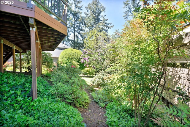 view of yard with a deck