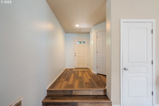 8465 S Hollyhock St, Rockaway Beach, OR 97136 - hallway featuring wood finished floors and recessed lighting