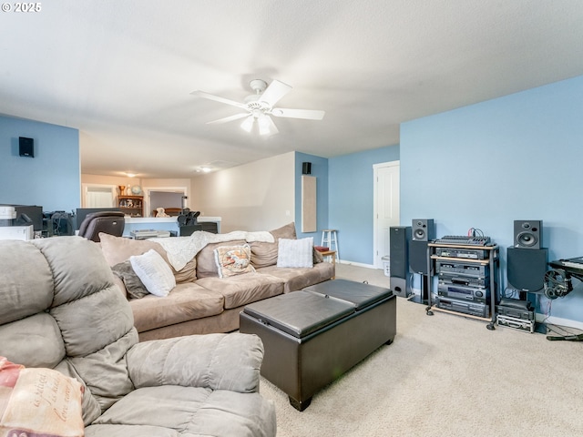 21390 SW Roellich Ave, Sherwood, OR 97140 - living area with a ceiling fan, carpet, and baseboards