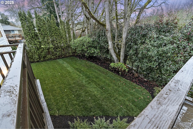 view of yard featuring a fenced backyard