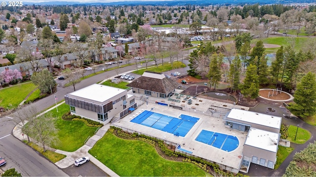 drone / aerial view with a residential view