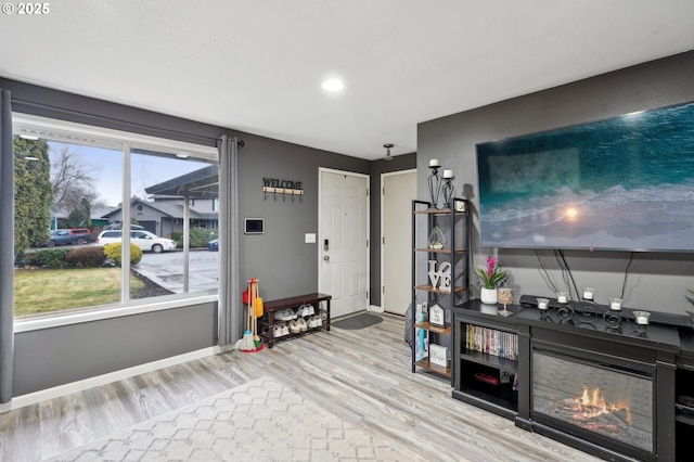 entrance foyer with light hardwood / wood-style floors