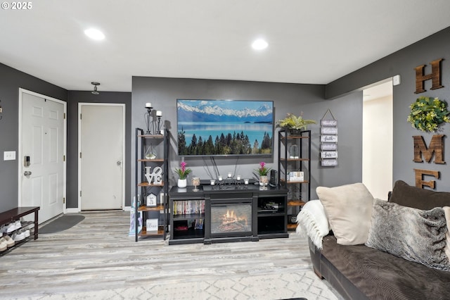 living room featuring light wood-type flooring