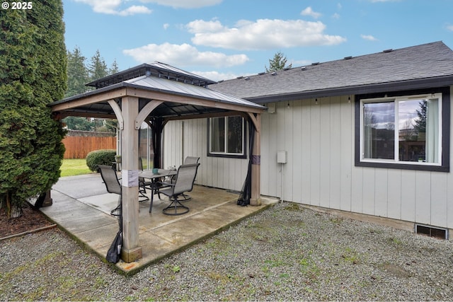 view of patio / terrace featuring a gazebo