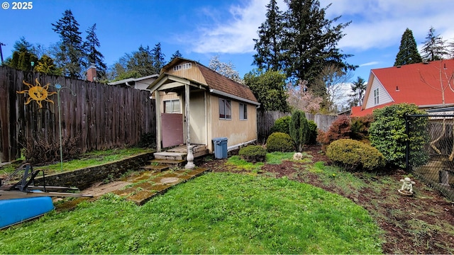 exterior space with a fenced backyard