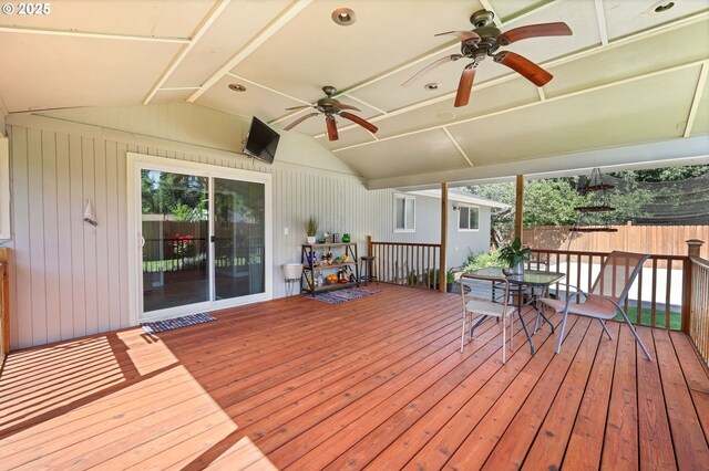 1364 Goodpasture Island Rd, Eugene, OR 97401 - deck with ceiling fan and outdoor dining space