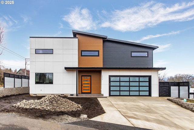 modern home featuring a garage