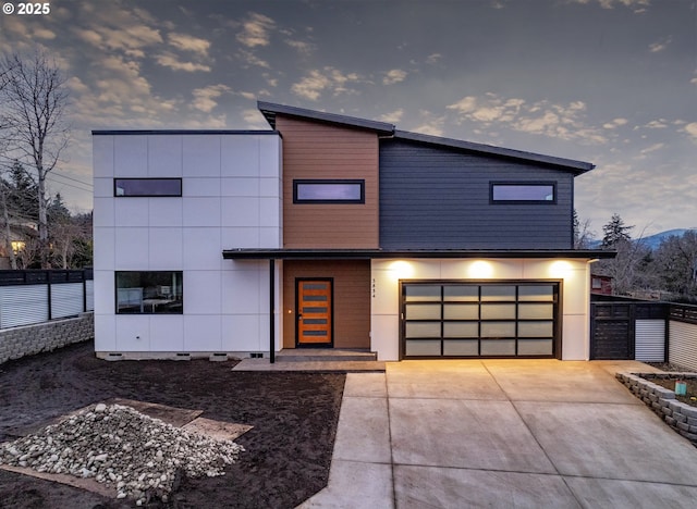 modern home featuring a garage