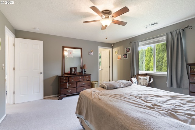 13810 NE 89th Cir, Vancouver, WA 98682 - bedroom featuring carpet, a textured ceiling, ceiling fan, and baseboards