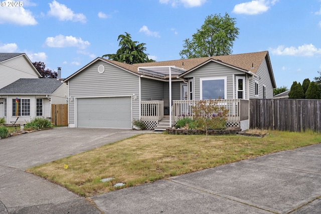 13810 NE 89th Cir, Vancouver, WA 98682 - ranch-style home with driveway, a garage, a wooden deck, and roof with shingles