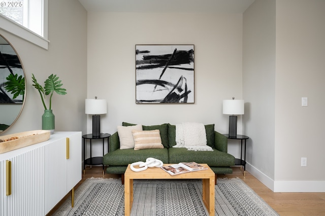 sitting room with hardwood / wood-style floors