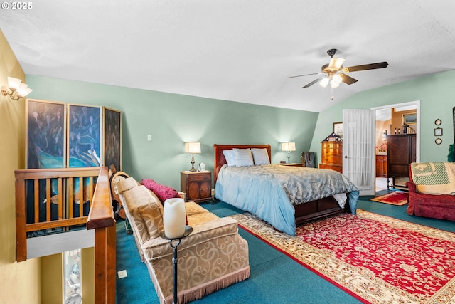 1042 W State Route 4, Cathlamet, WA 98612 - bedroom with ceiling fan, carpet, and lofted ceiling
