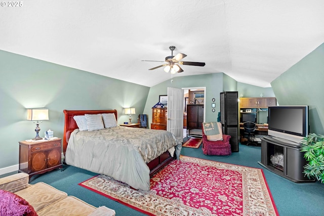 1042 W State Route 4, Cathlamet, WA 98612 - carpeted bedroom with a ceiling fan and lofted ceiling