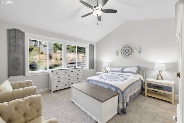 16290 SE Eckert Ln, Damascus, OR 97089 - bedroom featuring lofted ceiling, light colored carpet, and a ceiling fan
