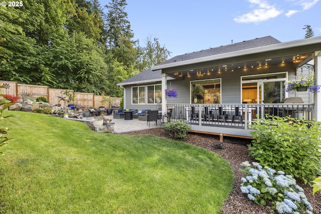 16290 SE Eckert Ln, Damascus, OR 97089 - back of house with an outdoor living space, a patio, and a shingled roof