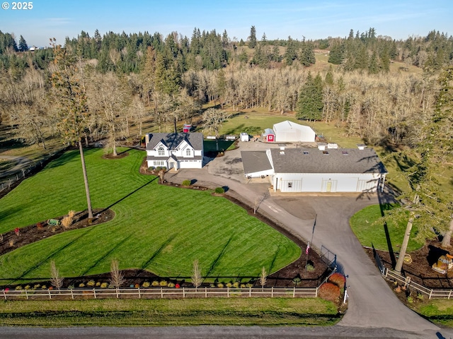 aerial view with a rural view