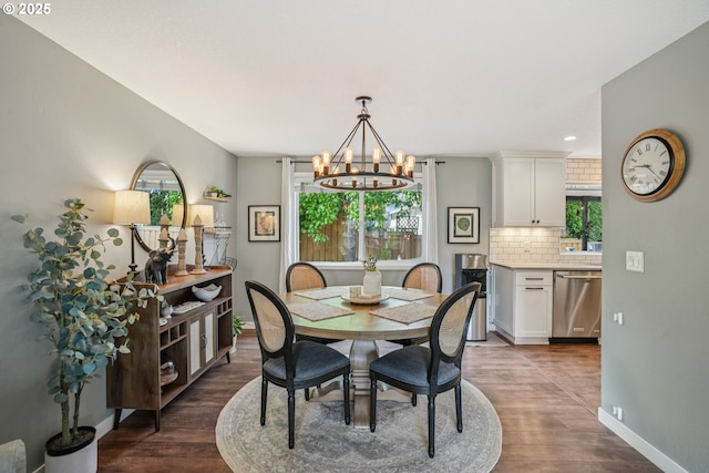 16318 SW Wright St, Beaverton, OR 97007 - dining area featuring a chandelier and dark wood-style floors