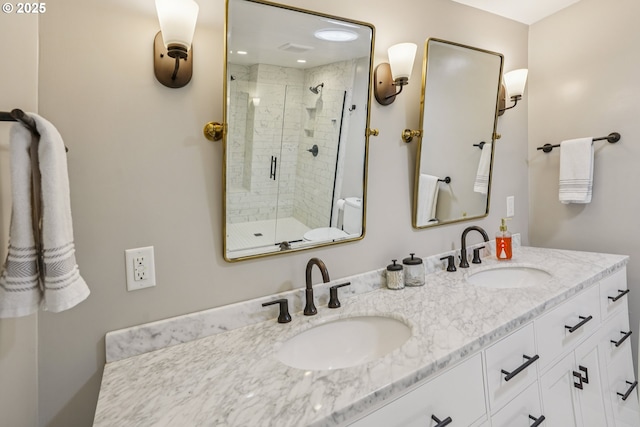 16318 SW Wright St, Beaverton, OR 97007 - bathroom with a shower stall and double vanity