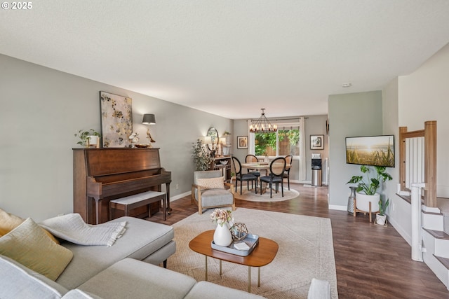 16318 SW Wright St, Beaverton, OR 97007 - living area with a chandelier and dark wood-style floors