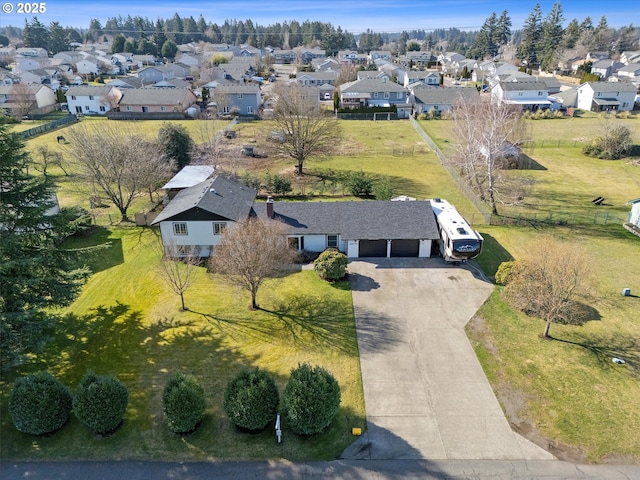 bird's eye view with a residential view