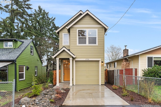 view of front of property featuring a garage