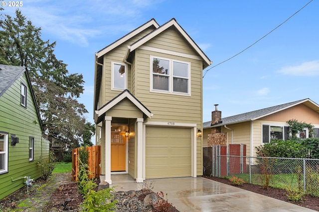 view of front of house with a garage