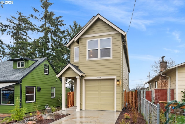 view of front of home with a garage