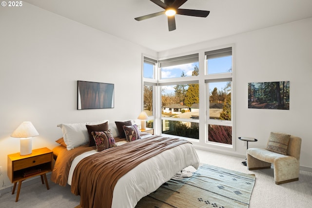 bedroom with carpet flooring and ceiling fan