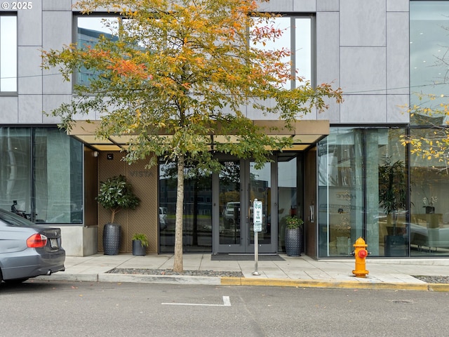 property entrance with french doors