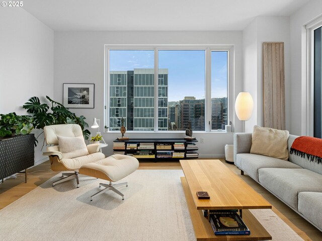 living room with hardwood / wood-style flooring