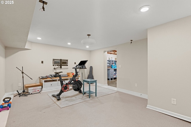 3416 SE 63rd Ave, Portland, OR 97206 - workout area featuring recessed lighting, carpet, and baseboards