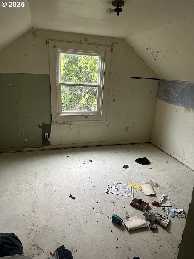 additional living space with vaulted ceiling