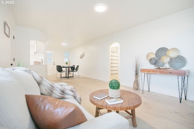 living area featuring light wood-type flooring