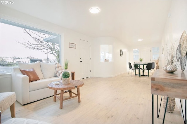 living area with light wood-style floors