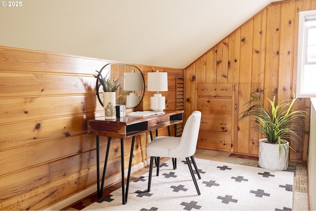 2416 SE 60th Ave, Portland, OR 97206 - home office with lofted ceiling and wood walls