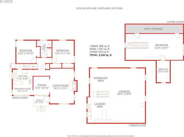 2416 SE 60th Ave, Portland, OR 97206 - view of home floor plan
