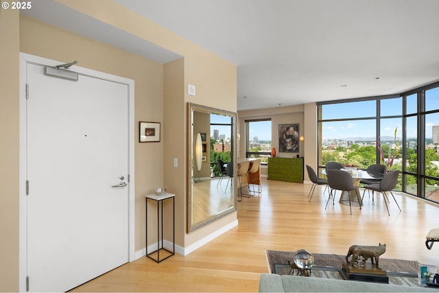 entryway featuring light wood-style flooring