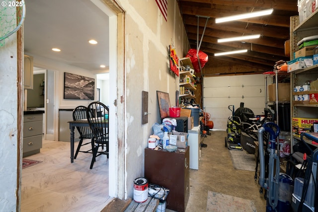 garage featuring recessed lighting