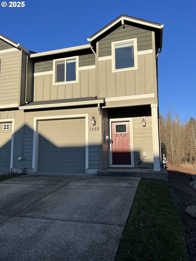 view of front of home with a garage