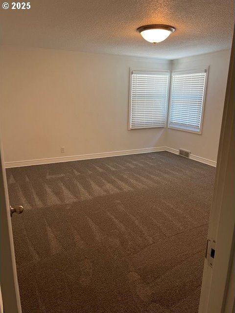 carpeted spare room with a textured ceiling