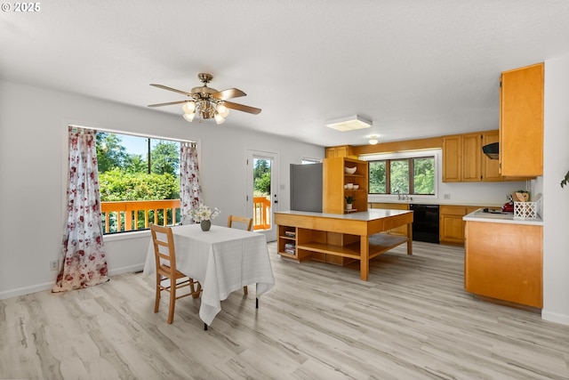 93933 Marcola Rd, Marcola, OR 97454 - dining space with light wood-style flooring and a ceiling fan