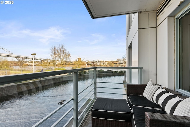 balcony with a water view